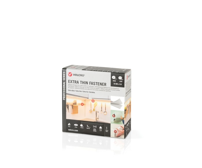 VELCRO® White Hook & Loop Tape, 50mm x 5m