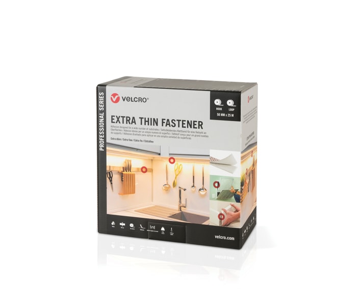 VELCRO® White Hook & Loop Tape, 50mm x 25m