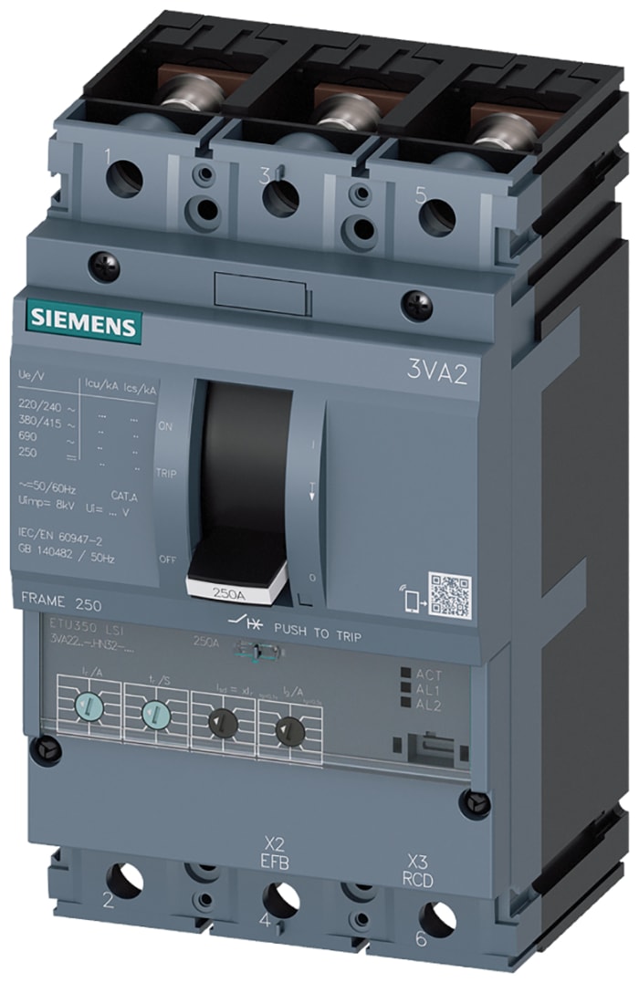 Siemens 100 → 250 A Sentron Motor Protection Circuit Breaker