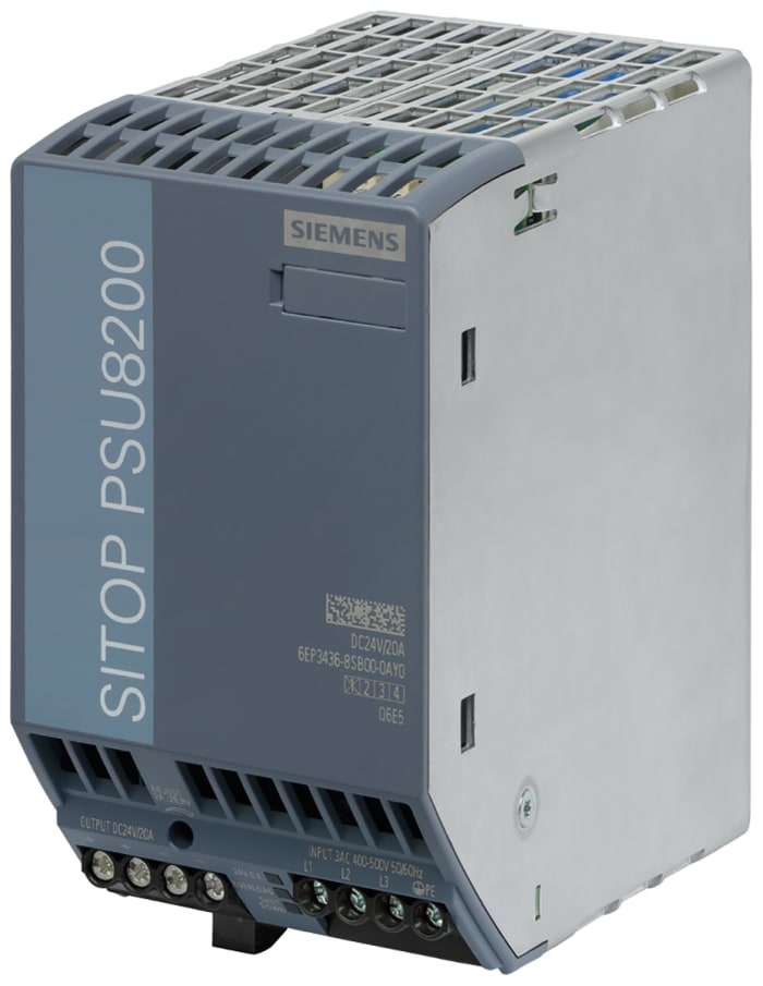 Siemens SITOP Switched Mode DIN Rail Power Supply, 320 → 575V ac ac Input, 24V dc dc Output, 20A Output, 480W