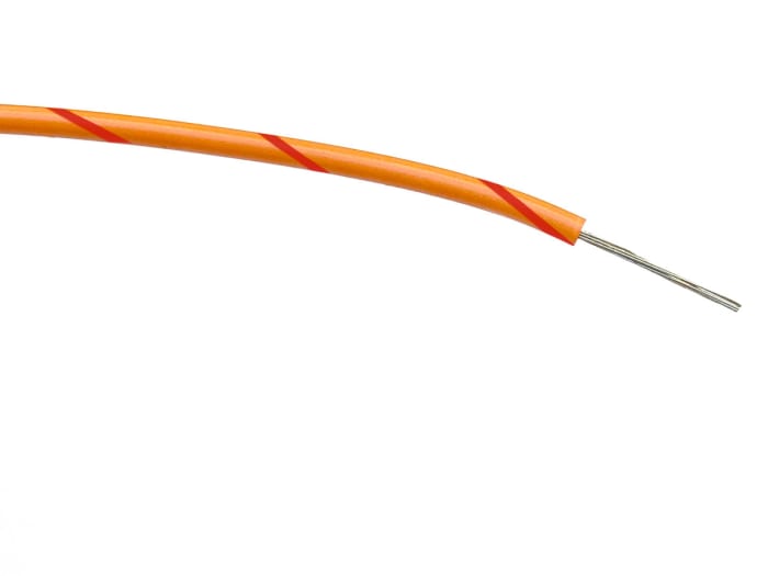 RS PRO Orange/Red 0.2mm² Hook Up Wire, 24 AWG, 7/0.2 mm, 100m, PVC Insulation