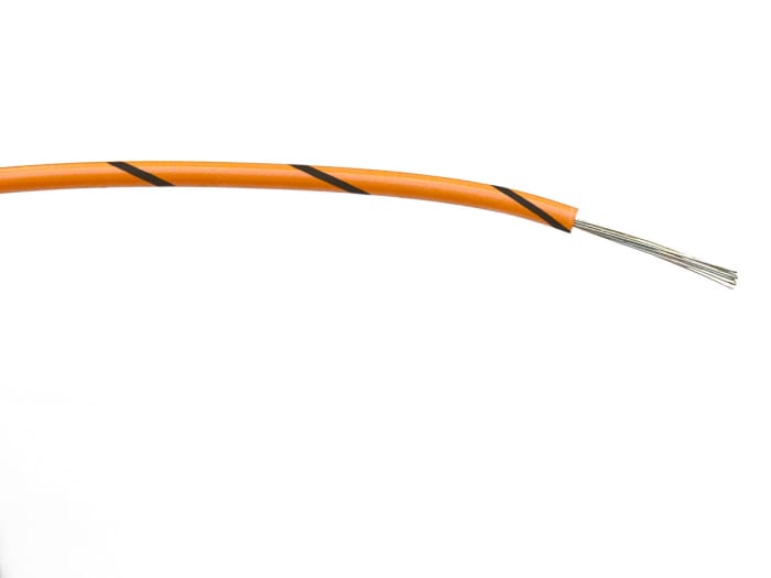 RS PRO Black/Orange 0.5mm² Hook Up Wire, 20 AWG, 16/0.2 mm, 100m, PVC Insulation
