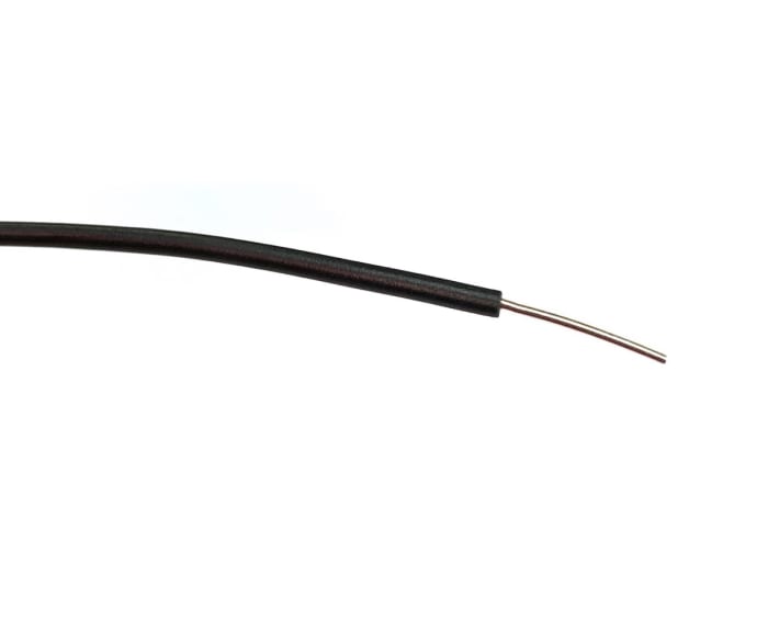 RS PRO Black 0.26mm² Hook Up Wire, 23 AWG, 1/0.6 mm, 100m, PVC Insulation