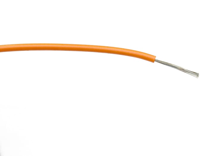 RS PRO Orange 0.75mm² Hook Up Wire, 18 AWG, 24/0.2 mm, 100m, PVC Insulation