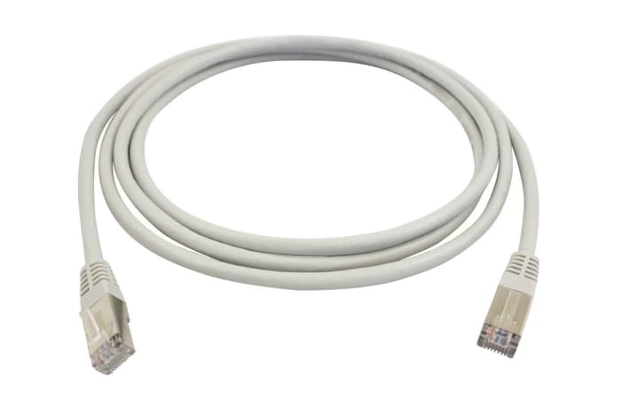 RS PRO, 2m Cat6, Grey RJ45 to Male RJ45 Male, F/UTP Shielded, Terminated PVC Sheath