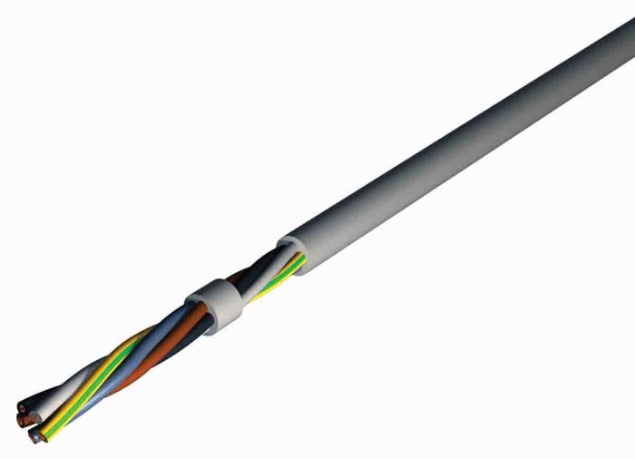 RS PRO, H05VVF, 50m 2 Core, Grey PVC Power Cable +70°C