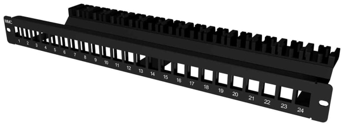 RS PRO 24 Port RJ45 Patch Panel 1U Black