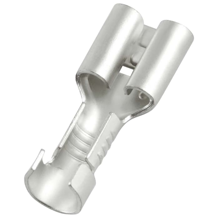 RS PRO RS PRO Silver Uninsulated Female Spade Connector, Crimp, 0.8 x 6.35 mm Tab Size 16 AWG to 14 AWG