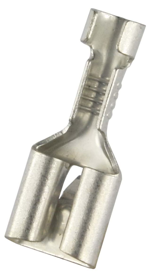 RS PRO Uninsulated Female Spade Connector, Open barrel, 0.8 x 6.35mm Tab Size, 0.5mm² to 1.5mm²