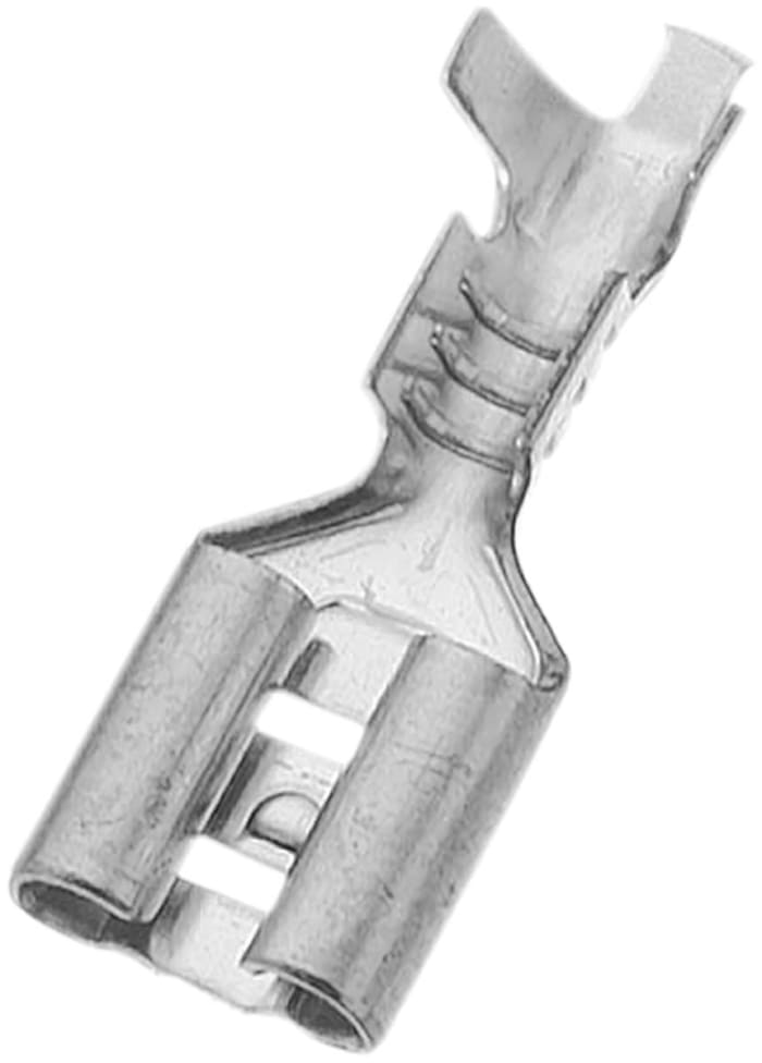 RS PRO Uninsulated Female Spade Connector, Open barrel, 6.35 x 0.8mm Tab Size, 0.5mm² to 2mm²