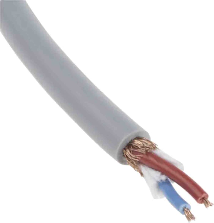 RS PRO 2 Core Microphone Cable, 0.22 mm² CSA Screened, 5.15mm od, 100m, Grey