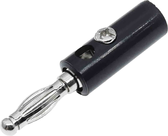 Fiche banane 4 mm RS PRO Noir Mâle 32A 30V