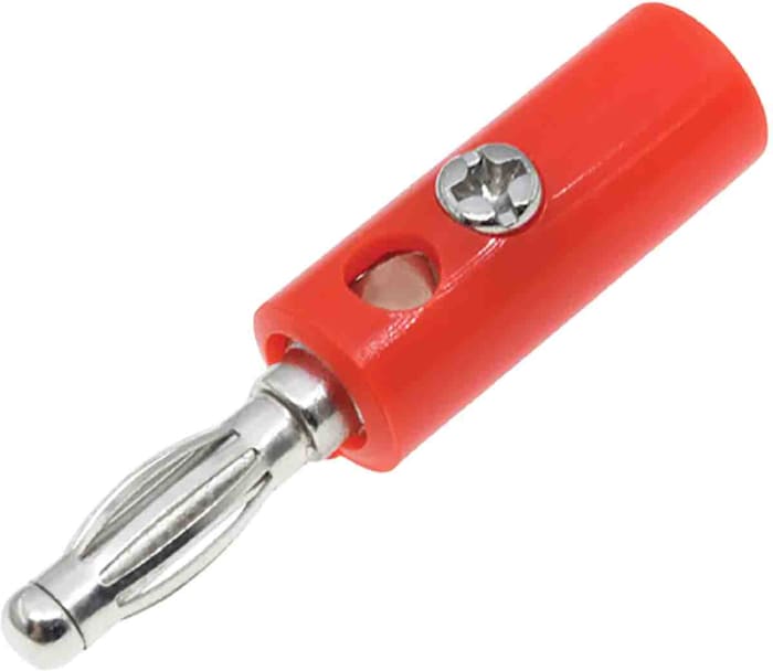 RS PRO Red Male Banana Plug, 4 mm Connector, 32A, 30V, Nickel Plating