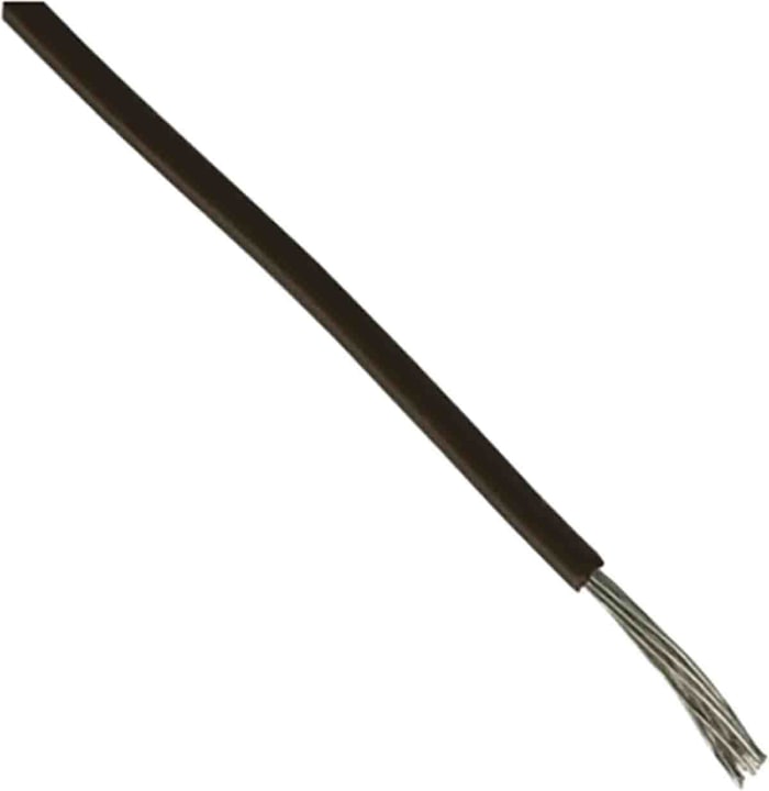 RS PRO 11028 Series Black 5.2 mm² Hook Up Wire, 10 AWG, 105 x 0.25 mm, 0.25 mm core strands, 30.5 m, Modified