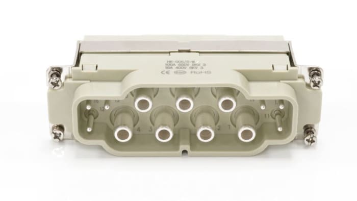 RS PRO Heavy Duty Power Connector Insert, 16 → 100A, Male, 6 → 6 Contacts