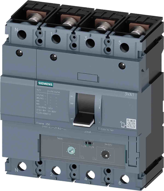 3VA1220-4GF42-0AA0 Siemens | MCCB Siemens, 4 Polos, 200A, Capacidad de ...