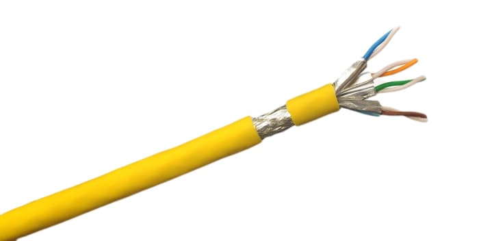 RS PRO, 100m Cat7, Yellow, S/FTP Shielded, Unterminated LSZH Sheath
