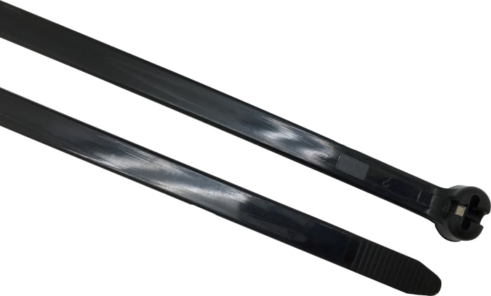 Serre-câble RS PRO, 284mm x 3.6 mm, Noir, en Nylon 66, x 100