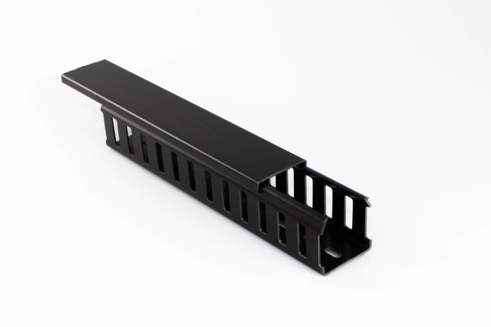 Betaduct 914 Black Slotted Panel Trunking - Open Slot, W25 mm x D75mm, L2m, PVC