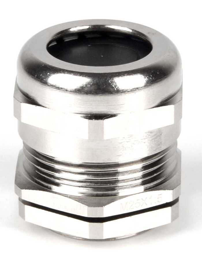 RS PRO Metallic Nickel Plated Brass Cable Gland, M25 Thread, 9mm min., 16mm max., IP68