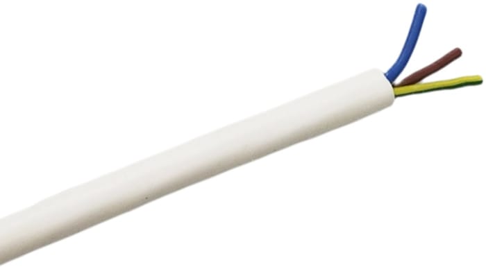 RS PRO High Temperature 0.75 mm² 3 Core Power Cable, White Silicone, 25m
