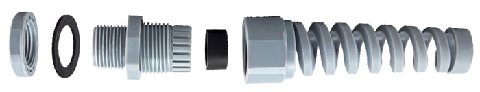 RS PRO Grey Nylon Cable Gland, M20 Thread, 10mm min., 14mm max., IP68