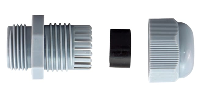 Prensaestopas RS PRO de Nylon 66 Gris, rosca PG13.5 , IP68, Pirorretardante, autoextinguible