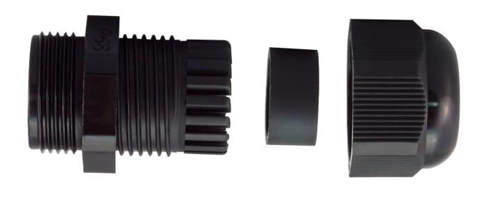 Prensaestopas RS PRO de Nylon 66 Negro, rosca PG9 , IP68, Pirorretardante, autoextinguible