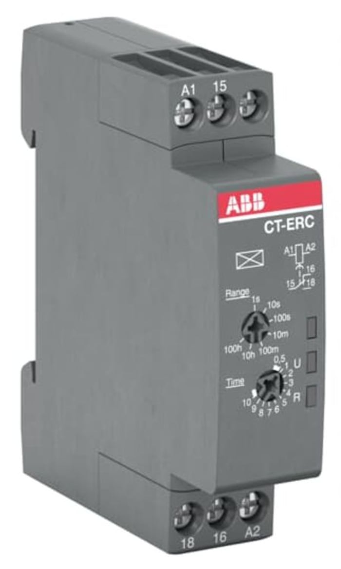 ABB CT-C Series DIN Rail, Snap-On Timer Relay, 24 → 240V ac, 1-Contact, 0.05 s - 100h, 1-Function, SPDT