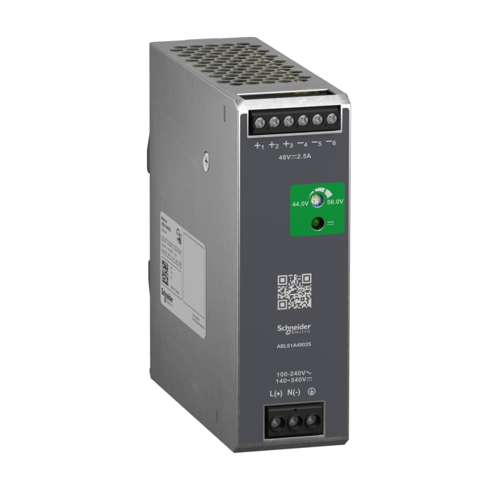 Schneider Electric ABLS1A DIN Rail Power Supply, 100-240 V, 140-340 V ac, dc Input, 48V dc Output, 2.5A Output
