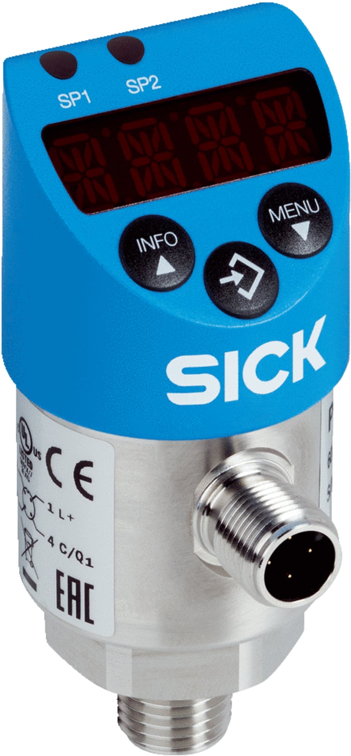 SICK PBS Plus Series Pressure Sensor, 0bar Min, 10bar Max, 2x PNP/NPN-NO/NC Output, Relative Reading