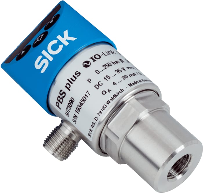 SICK PBS Plus Series Pressure Sensor, 0bar Min, 10bar Max, 2x PNP/NPN-NO/NC Output, Relative Reading