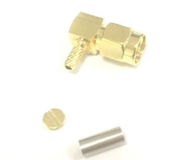RS PRO, Plug Cable Mount SMA Connector, 50Ω, Crimp, Solder Termination, Right Angle Body
