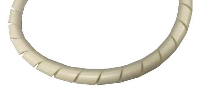 Gaine de câble spiralée RS PRO, Ø 9mm → 32mm, Ø interne 9mm, Blanc, en Polyéthylène