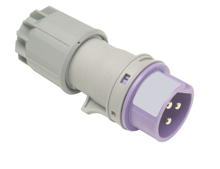 RS PRO | RS PRO IP44 Purple Cable Mount 3P Industrial Power Plug, Rated ...