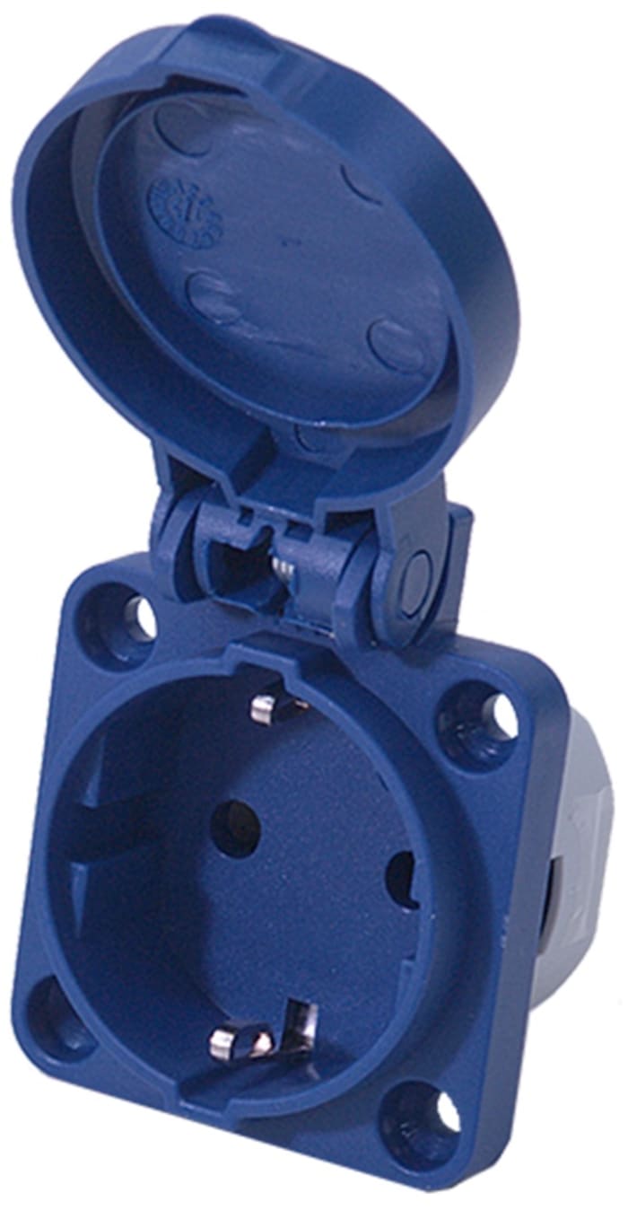 RS PRO IP54 Blue Panel Mount 2P + E Industrial Power Socket, Rated At 16A, 230 V