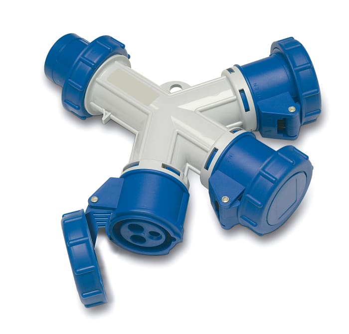 RS PRO IP67 Blue 2P + E Industrial Power Connector Adapter Plug, Socket, Rated At 16A, 230 V