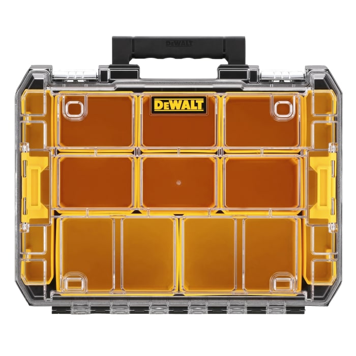 DeWALT 10 Cell Yellow PC, Adjustable Compartment Box, 119mm x 440mm x 332mm