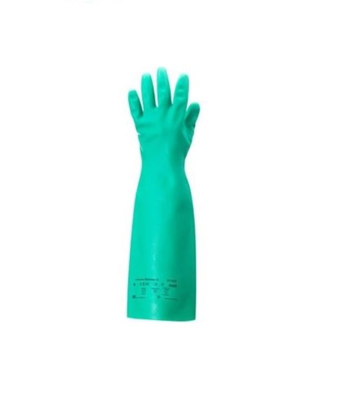Guantes de trabajo de Nitrilo Verde Ansell serie AlphaTec Solvex, talla 8, con recubrimiento de Nitrilo