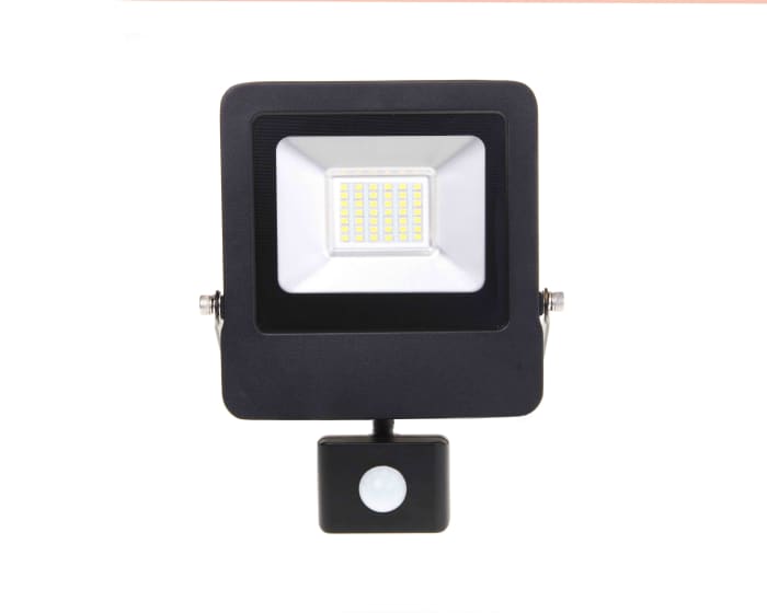 Projecteur RS PRO, 20 W, IP65, 1 800 lm, 4000K, avec détecteur, 28 LED