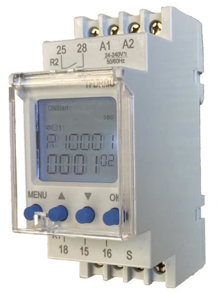 Timer Relay, řada: TFDR SPST 2kontaktové víceúčelové funkce 24 → 240V ac