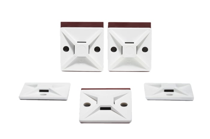 HellermannTyton Self Adhesive White Cable Tie Mount 28 mm x 28mm, 5.6mm Max. Cable Tie Width