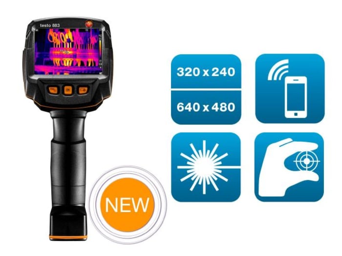 Caméra thermique Testo 883 pour Bluetooth, USB 2.0, -30 → +650 °C., 320 x 240pixel