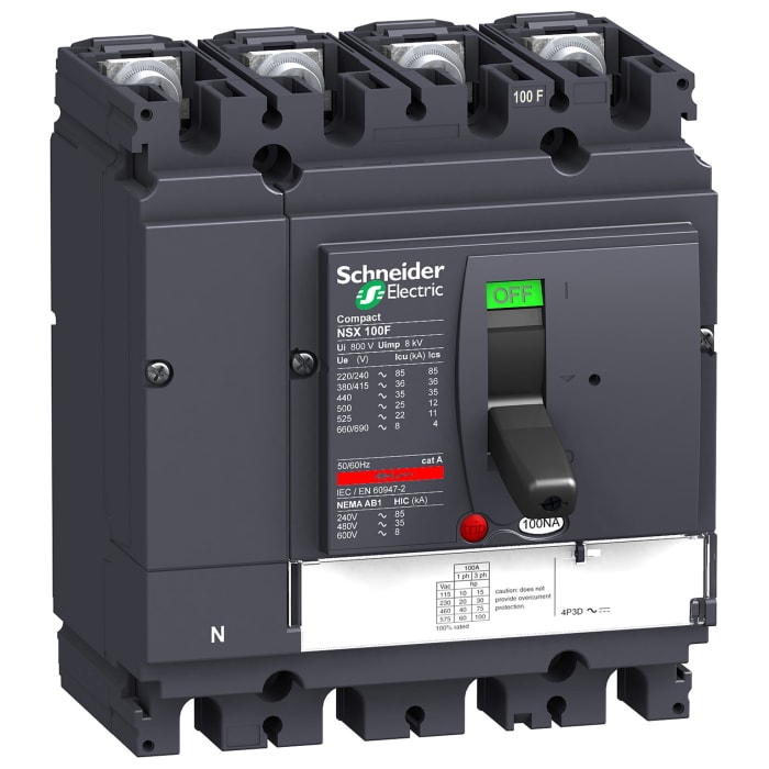 Schneider Electric 4P Pole Switch Disconnector - 100A Maximum Current, IP40