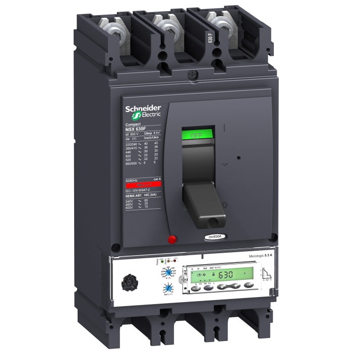 MCCB Schneider Electric, 3 Polos, 630A, Capacidad de Ruptura 50 kA, Montaje fijo, NSX, LV4