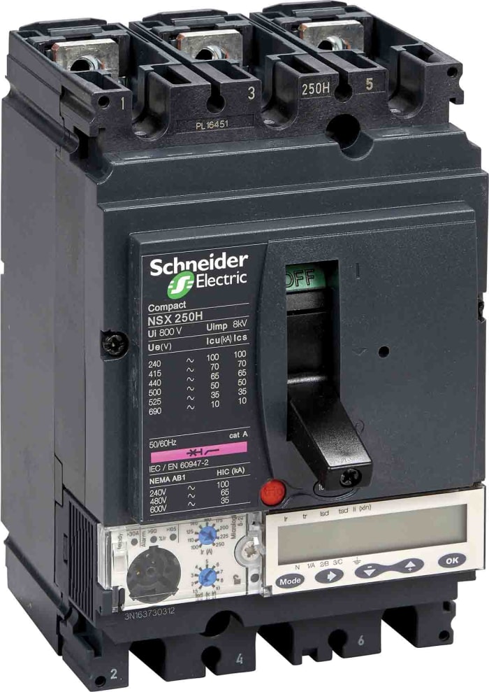 Schneider Electric, ComPacT NSX MCCB 3P 160A, Breaking Capacity 50 kA, Fixed Mount