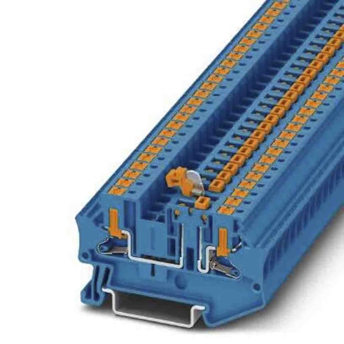 1088740 Phoenix Contact PTV Series Blue Knife Disconnect Terminal Block, Push In Termination