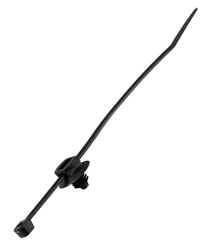 RS PRO Cable Tie, HEAT STABLIZED PUSH MOUNT AND TIE ASSEMBLY, Black Nylon, Pk-500