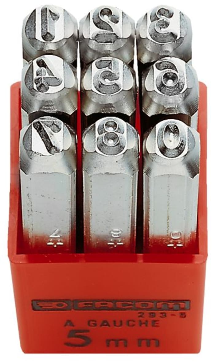 Facom 2 8mm x 8 Piece Engraving Number Punch Set Numbers 0 8 Facom RS Components India