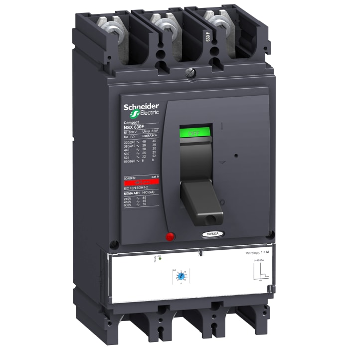 Schneider Electric, ComPact MCCB Molded Case Circuit Breaker 3P 500A, Fixed Mount
